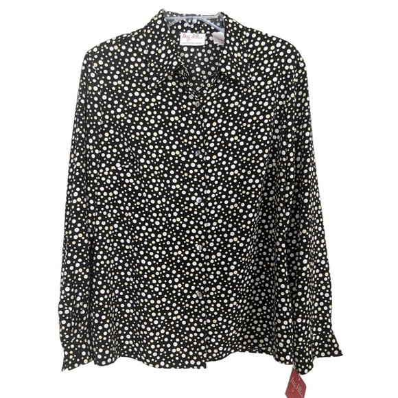 Liz Claiborne Tops - Meg Allen A Liz Claiborne Company long sleeve button up polka dot print blouse L